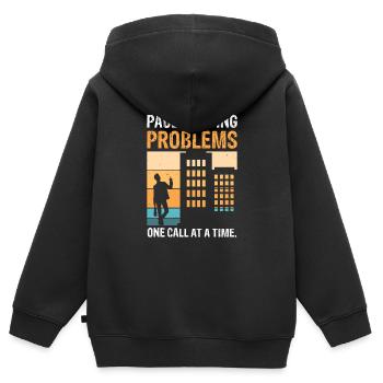 Paul Solving problems one call at a time - Kinder Premium Organic Zip Hoodie - Schwarz - Hinten - AI Model Kid Male (0cm)