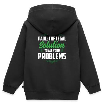 Paul The legal solution to all your problems Copy - Kinder Premium Organic Zip Hoodie - Schwarz - Hinten - AI Model Kid Male (0cm)