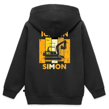 Simon Geschenk Name Namensschild Geburtstag - Kinder Premium Organic Zip Hoodie - Schwarz - Hinten - AI Model Kid Male (0cm)
