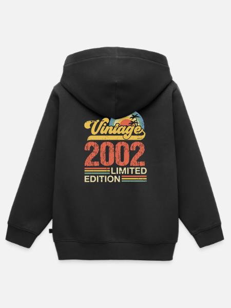 2002 - Kinder Premium Organic Zip Hoodie - Schwarz
