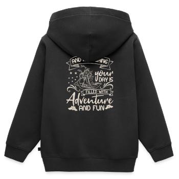 ET JE SOUHAITE QUE VOTRE JOURNÉE SOIT AVENTURE ET AMUSANTE - Sweat Premium à capuche zippé enfant bio - noir - Dos - AI Model Kid Male (0cm)