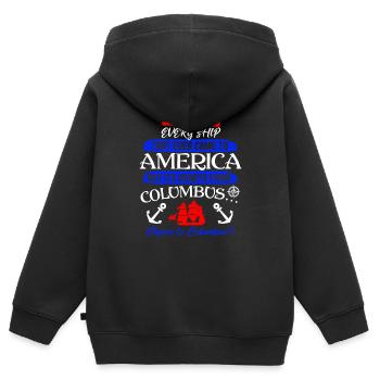 EVERY SSHIP AMERICA COLUMBUS - Kinder Premium Organic Zip Hoodie - Schwarz - Hinten - AI Model Kid Male (0cm)