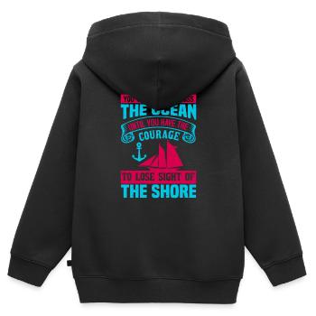 L’OCÉAN JUSQU’À CE QUE VOUS AYEZ LE COURAGE DE PERDRE DE VUE - Sweat Premium à capuche zippé enfant bio - noir - Dos - AI Model Kid Male (0cm)