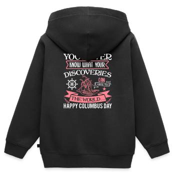 VOUS NE SAVEZ JAMAIS QUELLES SONT VOS DÉCOUVERTES LE MONDE HAP - Sweat Premium à capuche zippé enfant bio - noir - Dos - AI Model Kid Male (0cm)