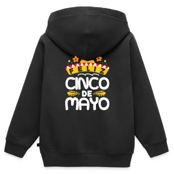 FELIZ CINCO DE MAYO - Kinder Premium Organic Zip Hoodie - Schwarz - Hinten - AI Model Kid Male (0cm)