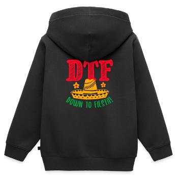 DTF RUNTER ZU FIESTA - Kinder Premium Organic Zip Hoodie - Schwarz - Hinten - AI Model Kid Male (0cm)