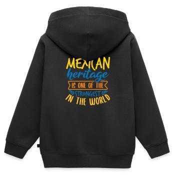 MEXIKANISCHES ERBE STÄRKSTES DER WELT - Kinder Premium Organic Zip Hoodie - Schwarz - Hinten - AI Model Kid Male (0cm)