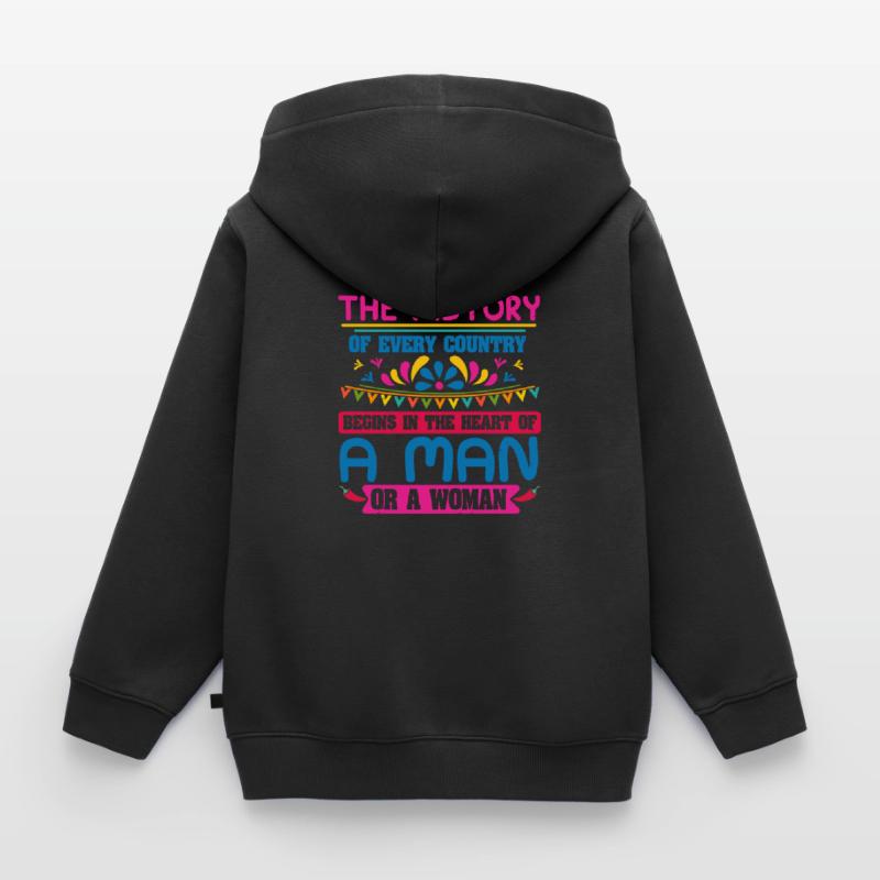 DIE GESCHICHTE EINES MANNES ODER EINER FRAU Kinder Premium Organic Zip Hoodie