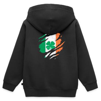 IRLANDE DRAPEAU IRLANDAIS ÉIRE TRÈFLE IRLANDE - Sweat Premium à capuche zippé enfant bio - noir - Dos - AI Model Kid Male (0cm)