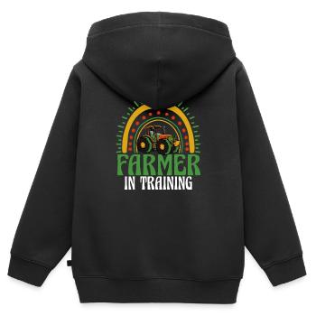 Farmer in training - Kids Premium Organic Zip-up Hoodie - black - Back - AI Model Kid Male (0cm)