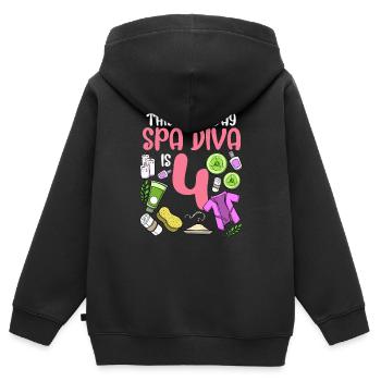 Spa Anniversaire pour les filles 4ème fête d’anniversaire Spa - Sweat Premium à capuche zippé enfant bio - noir - Dos - AI Model Kid Male (0cm)