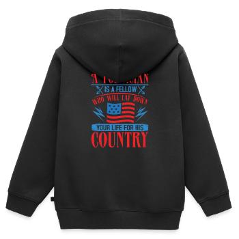 UN POLITICIEN EST UN COMPAGNON DE VOTRE VIE POUR SON PAYS - Sweat Premium à capuche zippé enfant bio - noir - Dos - AI Model Kid Male (0cm)