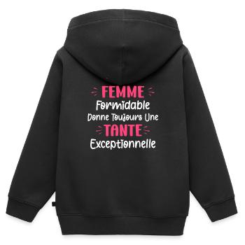 formidable donne toujours une tante exceptionnelle - Sweat Premium à capuche zippé enfant bio - noir - Dos - AI Model Kid Male (0cm)