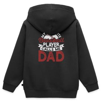 Mon joueur de baseball préféré m’appelle papa - Sweat Premium à capuche zippé enfant bio - noir - Dos - AI Model Kid Male (0cm)