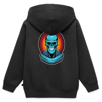 Blauer Monsterschädel - Kinder Premium Organic Zip Hoodie - Schwarz - Hinten - AI Model Kid Male (0cm)