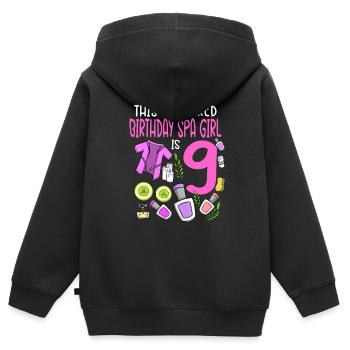 Spa Anniversaire pour les filles 9ème fête d’anniversaire Spa - Sweat Premium à capuche zippé enfant bio - noir - Dos - AI Model Kid Male (0cm)