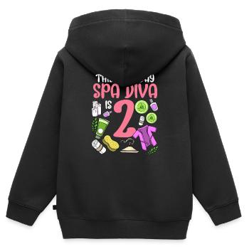 Spa Anniversaire pour les filles 2ème fête d’anniversaire Spa - Sweat Premium à capuche zippé enfant bio - noir - Dos - AI Model Kid Male (0cm)
