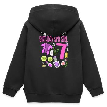 Spa Anniversaire pour les filles 7ème fête d’anniversaire Spa - Sweat Premium à capuche zippé enfant bio - noir - Dos - AI Model Kid Male (0cm)