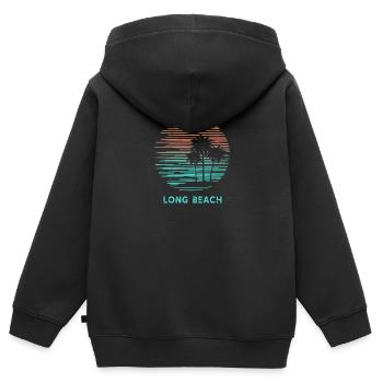 Long Beach Californie Cool Souvenir Vacances - Sweat Premium à capuche zippé enfant bio - noir - Dos - AI Model Kid Male (0cm)