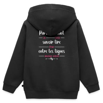 je vais être grande soeur - Sweat Premium à capuche zippé enfant bio - noir - Dos - AI Model Kid Male (0cm)