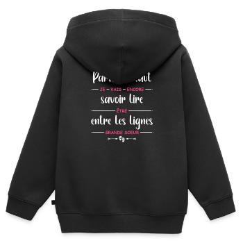 je vais encore être grande soeur - Sweat Premium à capuche zippé enfant bio - noir - Dos - AI Model Kid Male (0cm)