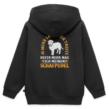 Schafpudel mehr mögen altdeutscher Hütepudel - Kinder Premium Organic Zip Hoodie - Schwarz - Hinten - AI Model Kid Male (0cm)