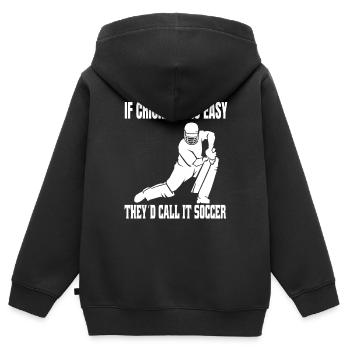 Équipe de cricket Équipe de cricket Cricket - Sweat Premium à capuche zippé enfant bio - noir - Dos - AI Model Kid Male (0cm)