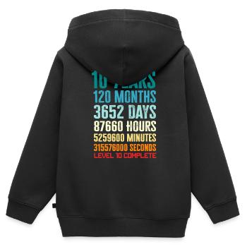 10 Years Happy Birthday 120 Months Level cpmplete - Kids Premium Organic Zip-up Hoodie - black - Back - AI Model Kid Male (0cm)