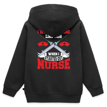 Krankenschwester Outfit Krankenpflegerin - Kinder Premium Organic Zip Hoodie - Schwarz - Hinten - AI Model Kid Male (0cm)