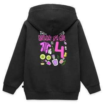 Spa Anniversaire pour les filles 4ème fête d’anniversaire Spa - Sweat Premium à capuche zippé enfant bio - noir - Dos - AI Model Kid Male (0cm)