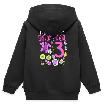 Spa Anniversaire pour les filles 3ème fête d’anniversaire Spa - Sweat Premium à capuche zippé enfant bio - noir - Dos - AI Model Kid Male (0cm)