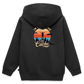 Geocaching - Just Here For The Cache - Kids Premium Organic Zip-up Hoodie - black - Back - AI Model Kid Male (0cm)