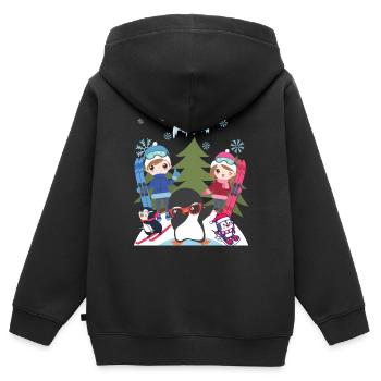 Dab Pinguin und Freunde, Start drücken, Geschenke für Kinder - Kinder Premium Organic Zip Hoodie - Schwarz - Hinten - AI Model Kid Male (0cm)