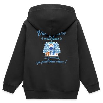 Vas y fonce ça peut marcher, Motivation enfant - Sweat Premium à capuche zippé enfant bio - noir - Dos - AI Model Kid Male (0cm)