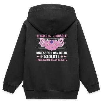 Axolotl Amphibie Lurch Salamander - Kinder Premium Organic Zip Hoodie - Schwarz - Hinten - AI Model Kid Male (0cm)