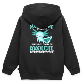 Axolotl Amphibie Lurch Salamander - Kinder Premium Organic Zip Hoodie - Schwarz - Hinten - AI Model Kid Male (0cm)