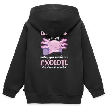 Axolotl Amphibie Lurch Salamander - Kinder Premium Organic Zip Hoodie - Schwarz - Hinten - AI Model Kid Male (0cm)