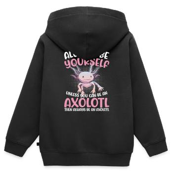 Axolotl Amphibie Lurch Salamander - Kinder Premium Organic Zip Hoodie - Schwarz - Hinten - AI Model Kid Male (0cm)