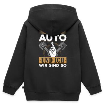 Mein Auto und ich , wir sind SO - PS Liebhaber - Kinder Premium Organic Zip Hoodie - Schwarz - Hinten - AI Model Kid Male (0cm)