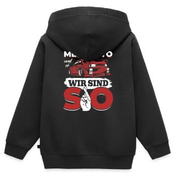 Ma voiture et moi, nous sommes SO - PS amoureux - Sweat Premium à capuche zippé enfant bio - noir - Dos - AI Model Kid Male (0cm)