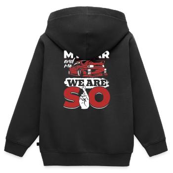 Ma voiture et moi, nous sommes SO - PS amoureux - Sweat Premium à capuche zippé enfant bio - noir - Dos - AI Model Kid Male (0cm)