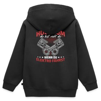 Hubraum Du bist nicht du, wenn du Elektro fährst - Kinder Premium Organic Zip Hoodie - Schwarz - Hinten - AI Model Kid Male (0cm)