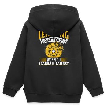 Hubraum Du bist nicht du, wenn du Sparsam fährst - Kinder Premium Organic Zip Hoodie - Schwarz - Hinten - AI Model Kid Male (0cm)