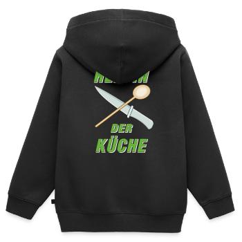 HELDIN DER KÜCHE - Kinder Premium Organic Zip Hoodie - Schwarz - Hinten - AI Model Kid Male (0cm)