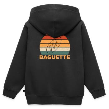 Baguette - Sweat Premium à capuche zippé enfant bio - noir - Dos - AI Model Kid Male (0cm)
