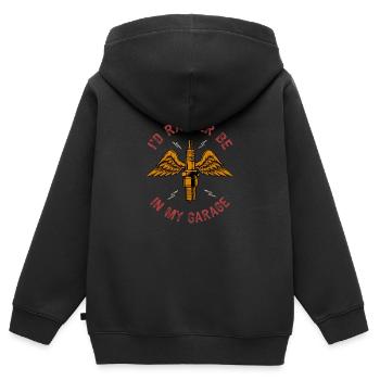Car mechanic workshop vintage spark plug - Kids Premium Organic Zip-up Hoodie - black - Back - AI Model Kid Male (0cm)