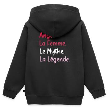 angèle la femme le mythe - Sweat Premium à capuche zippé enfant bio - noir - Dos - AI Model Kid Male (0cm)