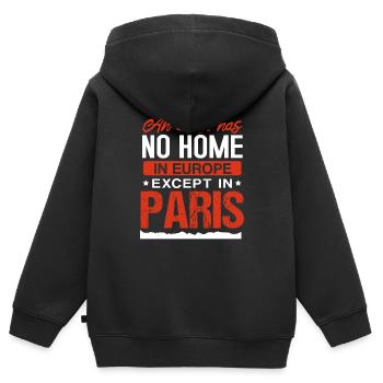 EIN KÜNSTLER HAT KEIN ZUHAUSE IN EUROPA AUSSER IN PARIS 2 - Kinder Premium Organic Zip Hoodie - Schwarz - Hinten - AI Model Kid Male (0cm)
