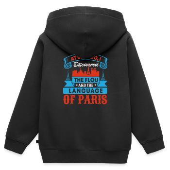A UNGARO J’AI DÉCOUVERT LE FLOU LANGUEGE DE PARIS - Sweat Premium à capuche zippé enfant bio - noir - Dos - AI Model Kid Male (0cm)