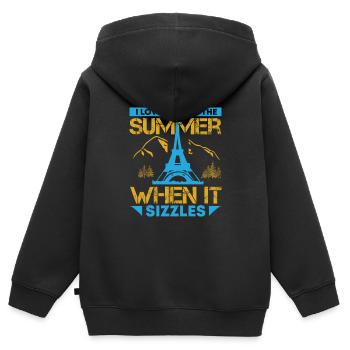 ICH LIEBE PARIS IM SOMMER, WENN ES BRUTZELT - Kinder Premium Organic Zip Hoodie - Schwarz - Hinten - AI Model Kid Male (0cm)